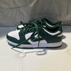 Nike Forest Green and White Low Dunks, Women’s 9.5